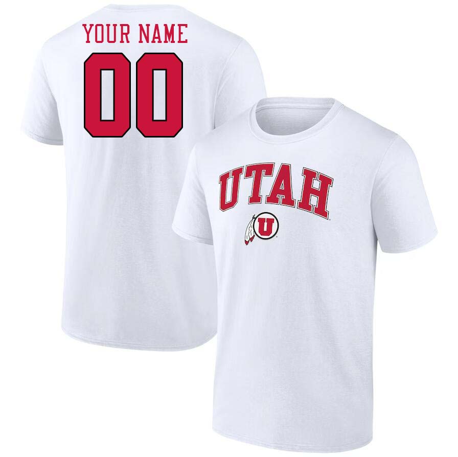 Custom Utah Utes Name And Number College Tshirt-White